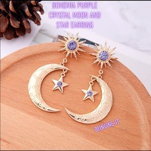 🌸Bundle 2/$18🌸Purple Stud Moon & Star Earrings